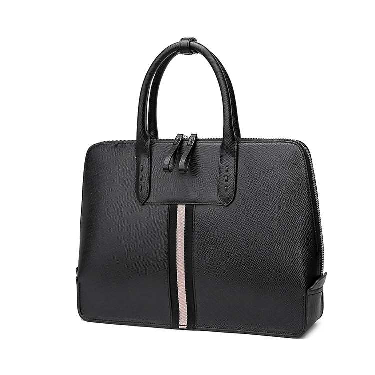 

Gionar High end Saffiano Leather Classical Webbing Men's Laptop Case With Customized Logo Custom Made Briefcase, Brown color/customized color