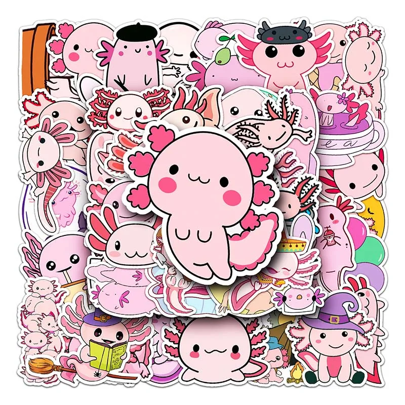 50pcs Wholesale Price Custom Sticker Waterproof Decorative Luggage Laptop Water Bottle Cute Cartoon Animal Salamandrae Sticker