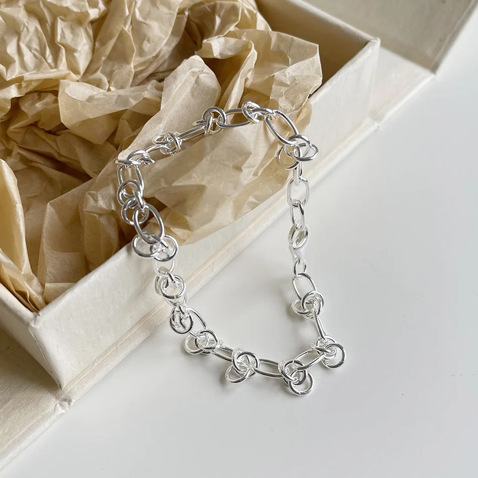 

VIANRLA 925 sterling silver minimalist link chain bracelet in silver plated