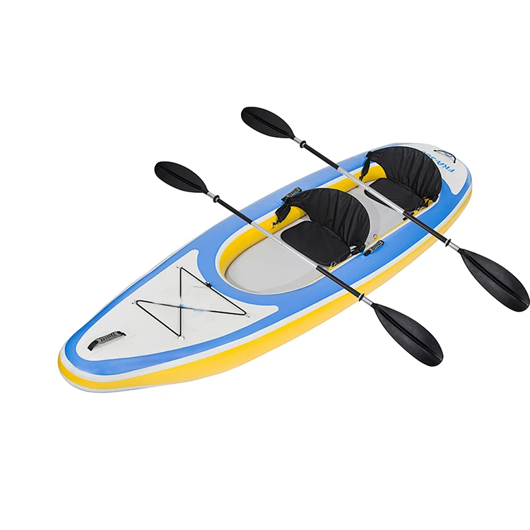 

2 Person Factory Customized Fishing Canoe Rowing Boat Inflatable Double Sea Kayak With Paddle