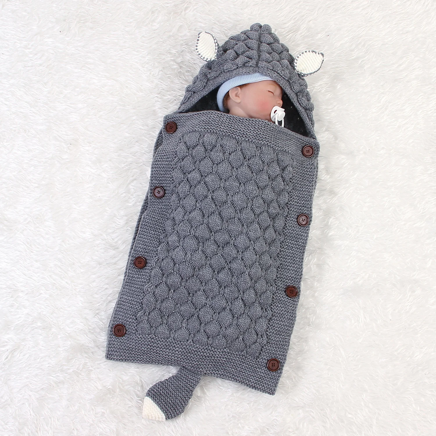 

Hot spring and autumn baby sleeping bag cute shape solid color newborn envelope kick - proof quilt