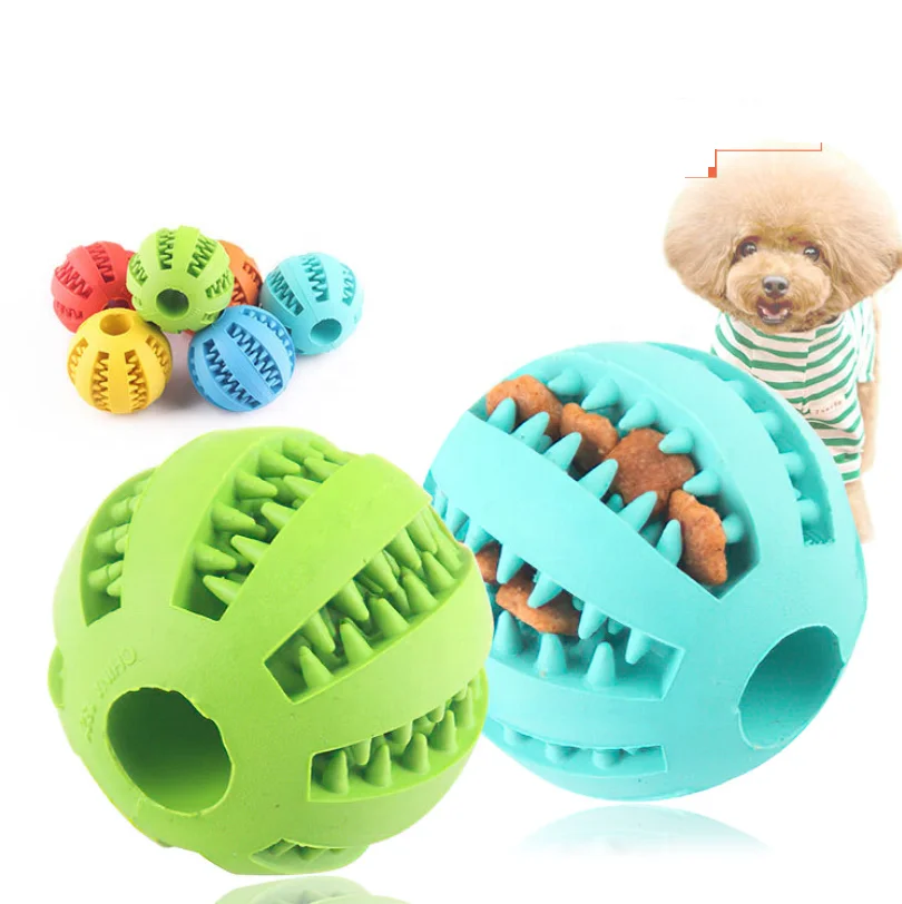

Rubber Dog Treat Ball Food Dispensing Toy for Teething Durable Interactive Dog Puppy Chew Toys Rolling Ball Bollocks