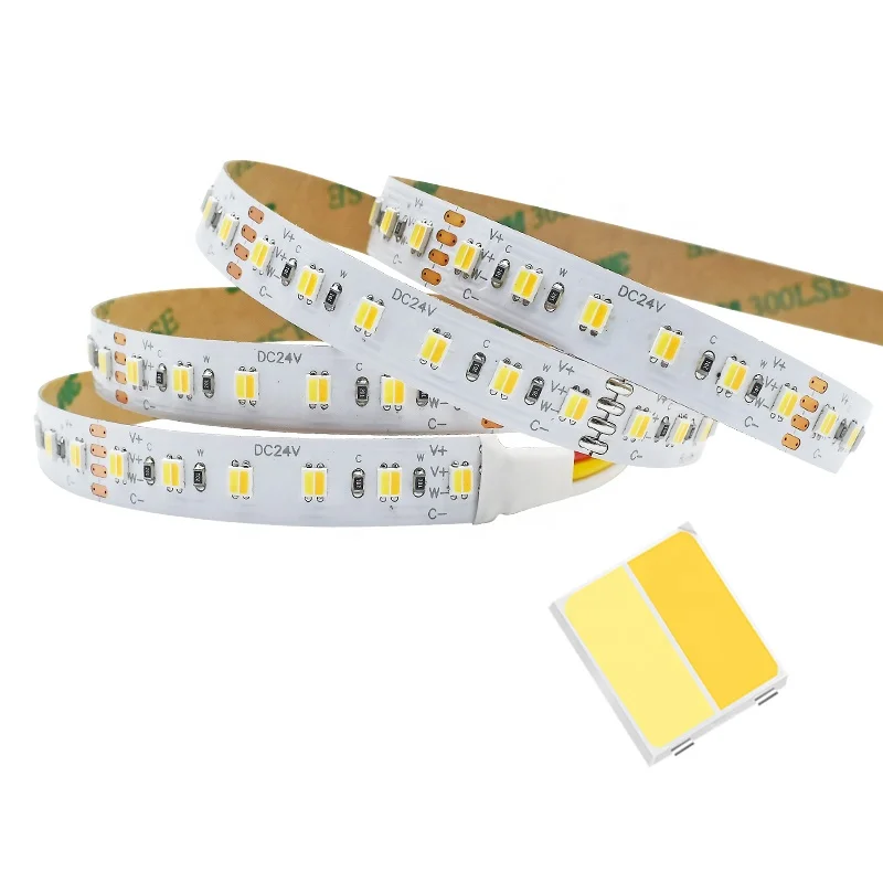 SMD2835 2 in 1 CCT LED Light Strips DC24V 12W High CRI90 Tunable Flexible LED Stripe for Smart Home Lights