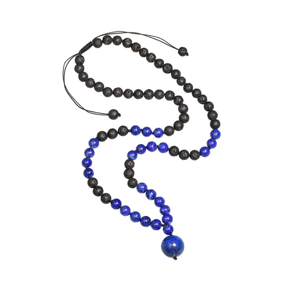 

HP 16mm Tiger's eye pendant yoga bead necklace 8mm volcanic rock fashion beads necklace