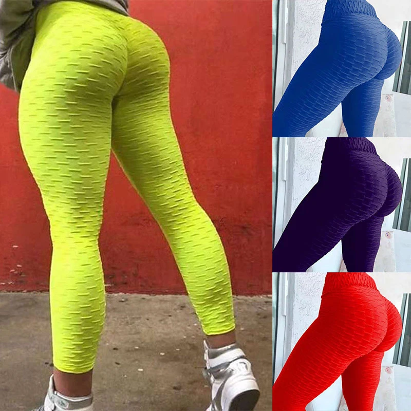 

Amazon New Fashion Women Slim Fitness High Waisted Elastic Workout Gym Sport Running Europe Size Jacquard Leggings For Women