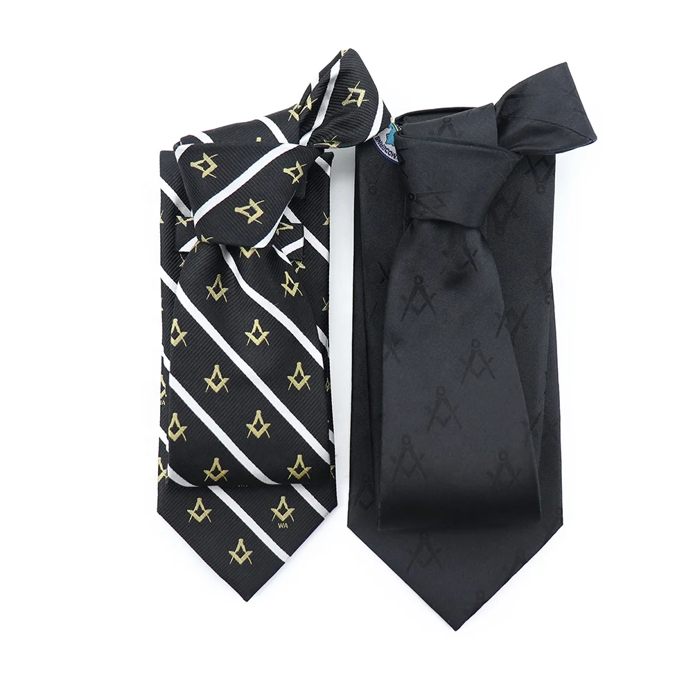 

Xinli 100% Silk Woven Jacquard Luxury Neck Tie Wholesale Black White Striped Neckties Fashion Mens Custom Logo Masonic Ties
