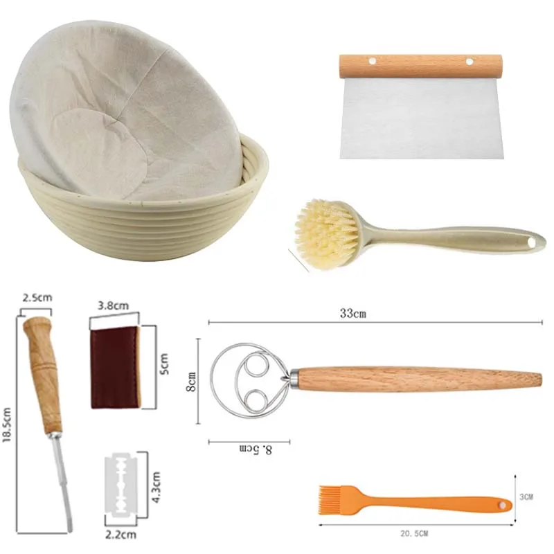 

Rattan Pastry Tools 9inch bread Proofing Basket Natural Rattan Sourdough Proofing Basket Bread Bowl with Cloth Liner