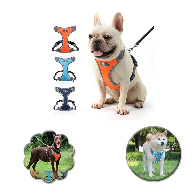 

Luxury Reflective Large Dog Harness Pet Vest Soft Mesh Fashion Design Custom Designers Dog Harness Leash Set