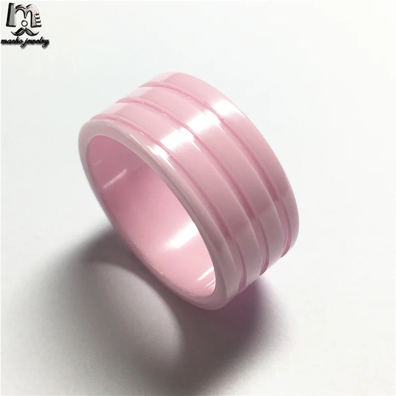 

10MM Luxury Brands Rings Pink Wedding Ring New Fashion Jewelry, Black/white/pink