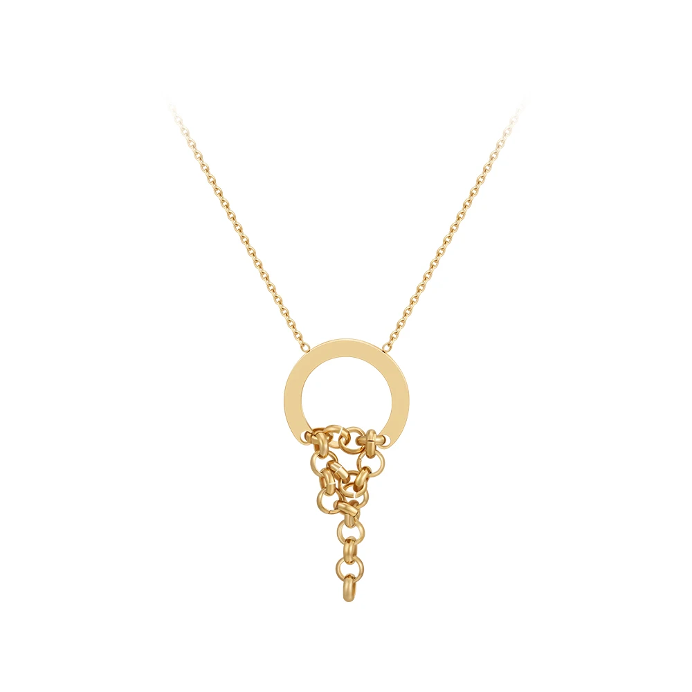 

Latest 18K Gold Plated Stainless Steel Jewelry Round Link Chain Pendant HipHop Punk For Women Accessories Necklace P233427