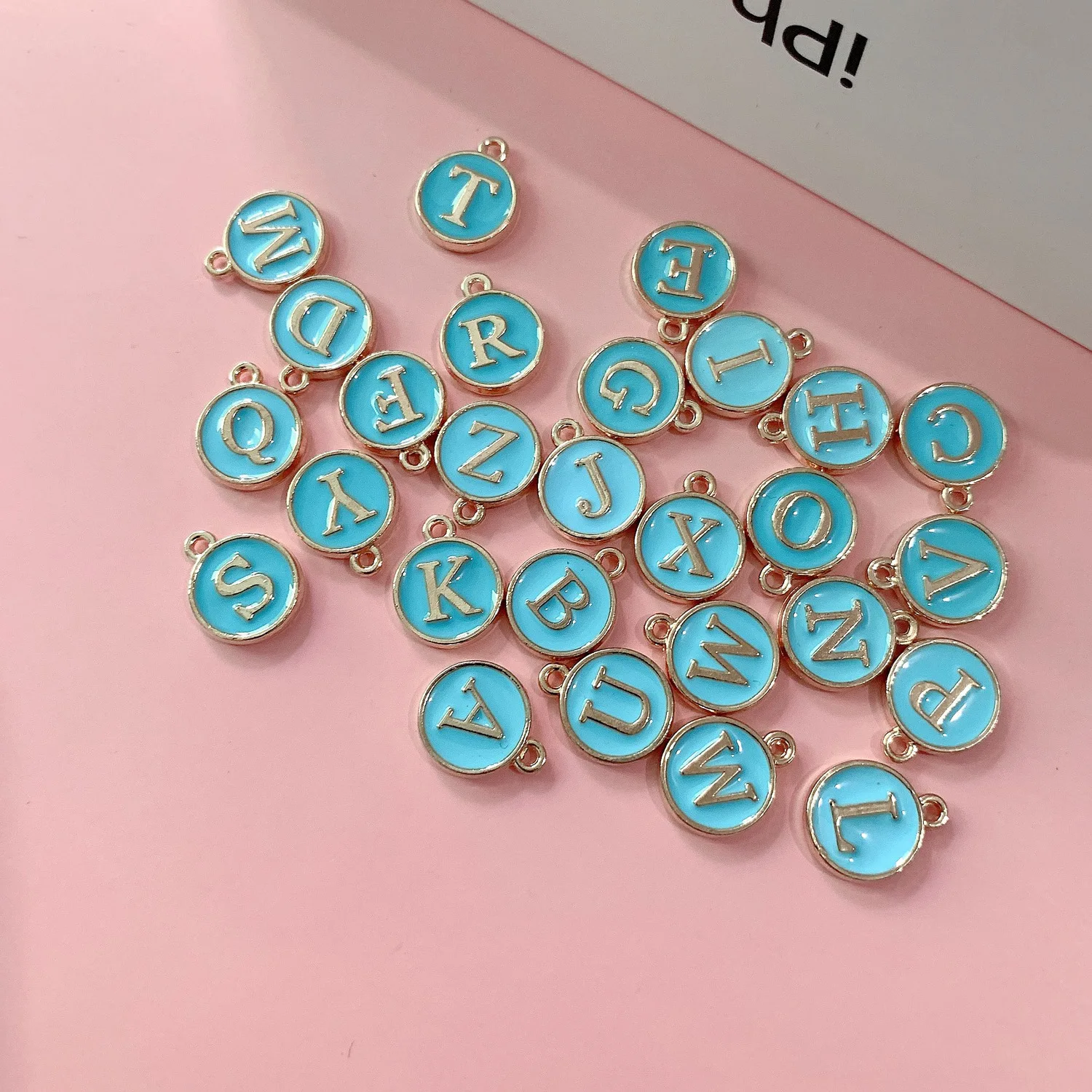 

XuQian Wholesale 26 Shell Letter Charms Pendant Set for Jewelry Making, Gold
