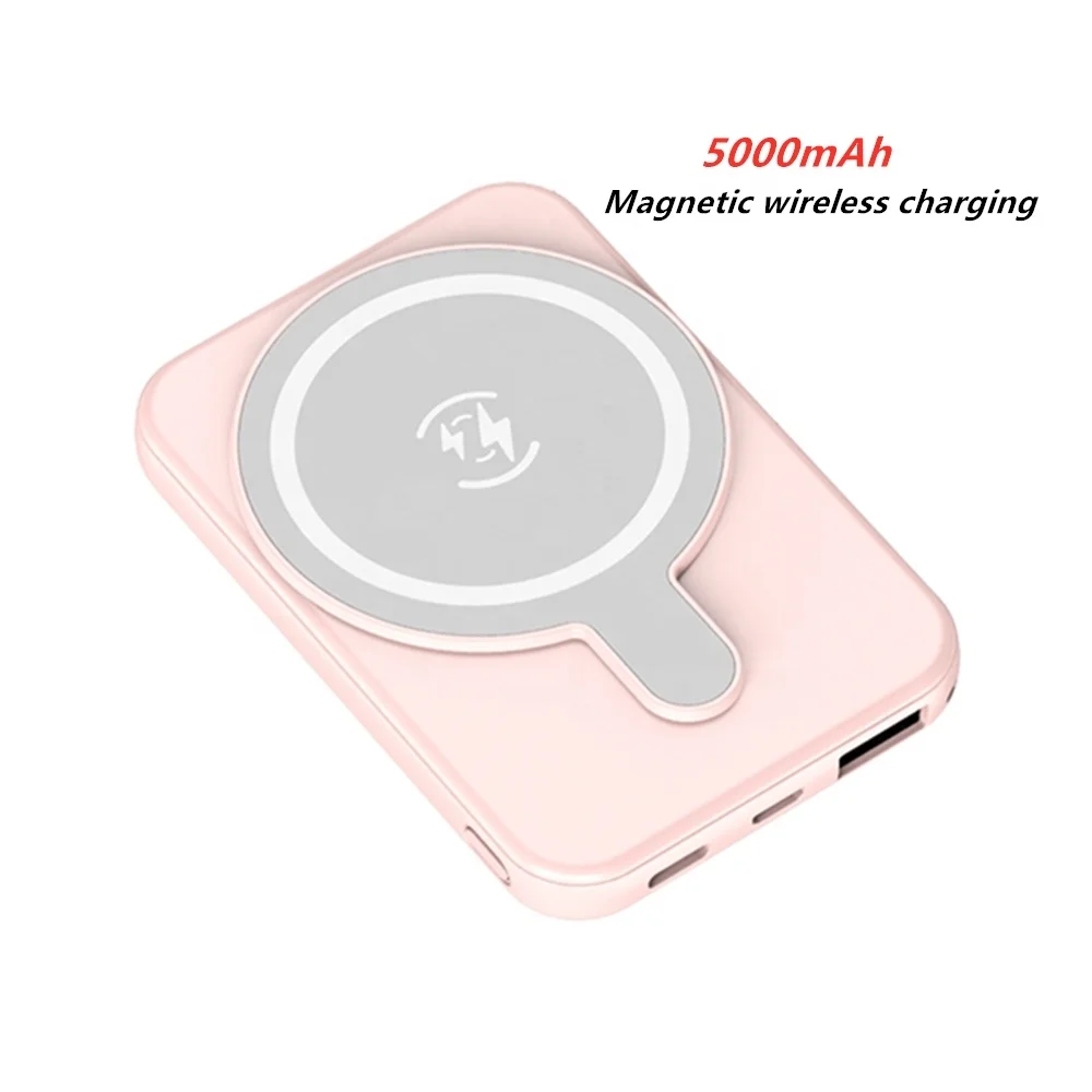 

2021 5000mah Magnetic power banks 5000mah for iPhone 12 portable wireless magnetic mini power bank, 4 colors