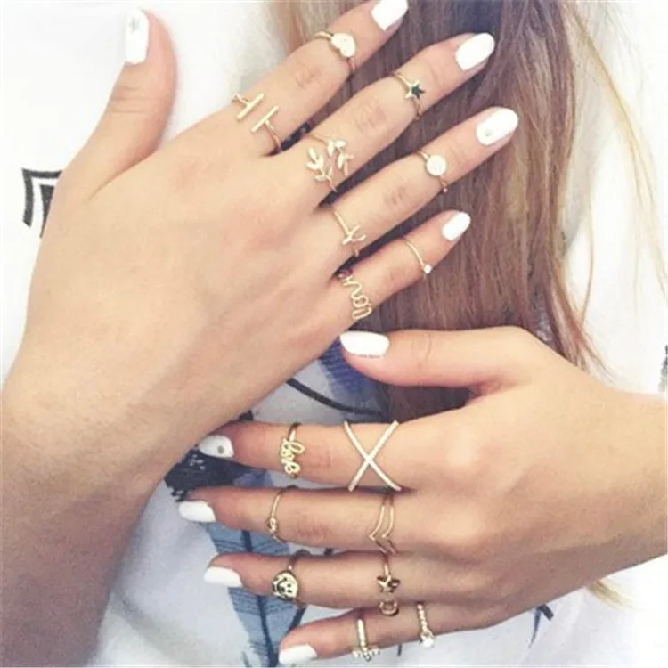 

Best Selling Simple Beautiful Rings Jewelry Women Ring Set, Multicolor as picture