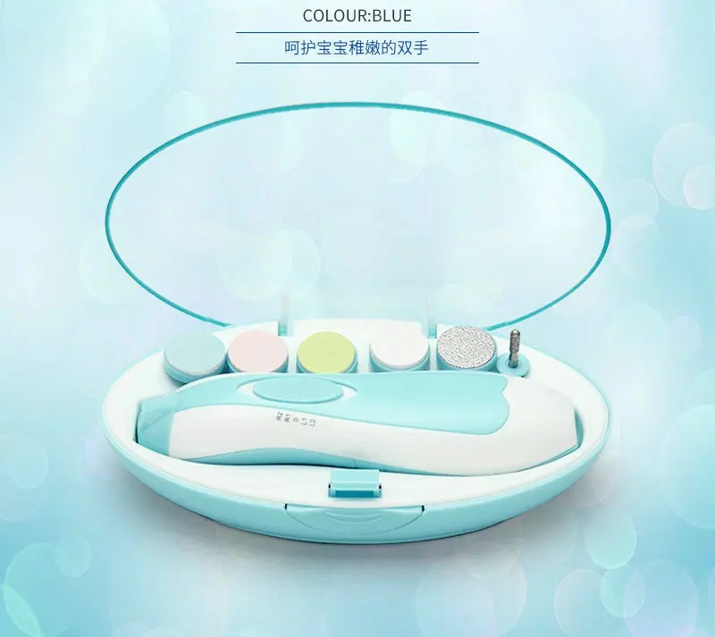 

Amazon Hot Sale HIgh Quality Inserts Manicure Care Safe File Automatic Head Set Electric Baby Nail Trimmer, Blue, pink