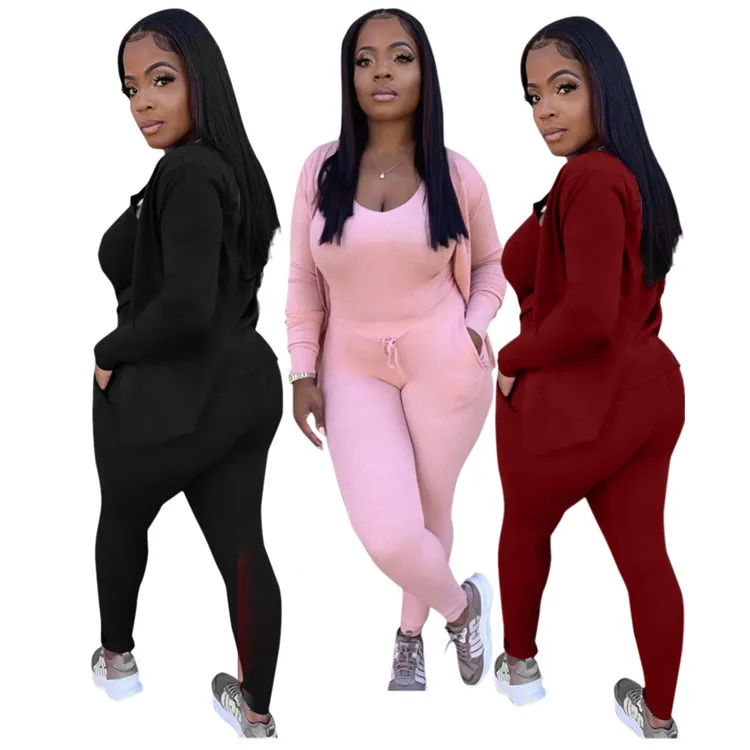 

European and American fashion casual home sportswear three-piece suit women's suit, 3 colors