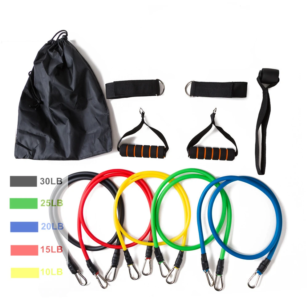 

17Pcs/Set Latex Resistance Yoga Exercise Fitness Band Rubber Loop Tube Bands Gym Door Anchor Ankle Straps With Bag Kit Set