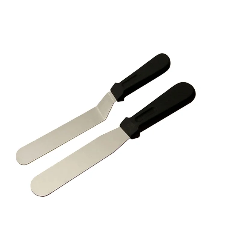 

Plastic Handle Stainless Steel Knife Cakes Baking Spatula Curved For Kitchen Dining Bakeware Pastry Tools