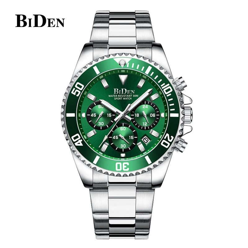 

BIDEN 0163 Quartz Watch Stainless Steel Strap Watches Military Watch casual fashion wrist Waterproof men relogio masculino