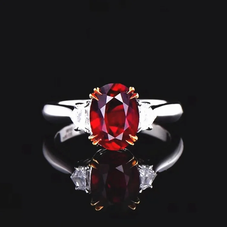 

SGARIT gemstone fine jewellery wedding engagement ring 3ct Mozambique pigeon brood red unheated natural ruby ring 18k gold