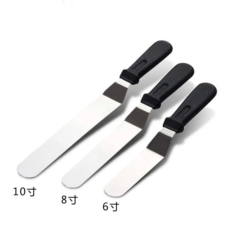 

Professional 6/8/10/inch Plastic Handle Stainless Steel Cake Decorating Angled Icing Spatulas Offset Icing Spatula, Black