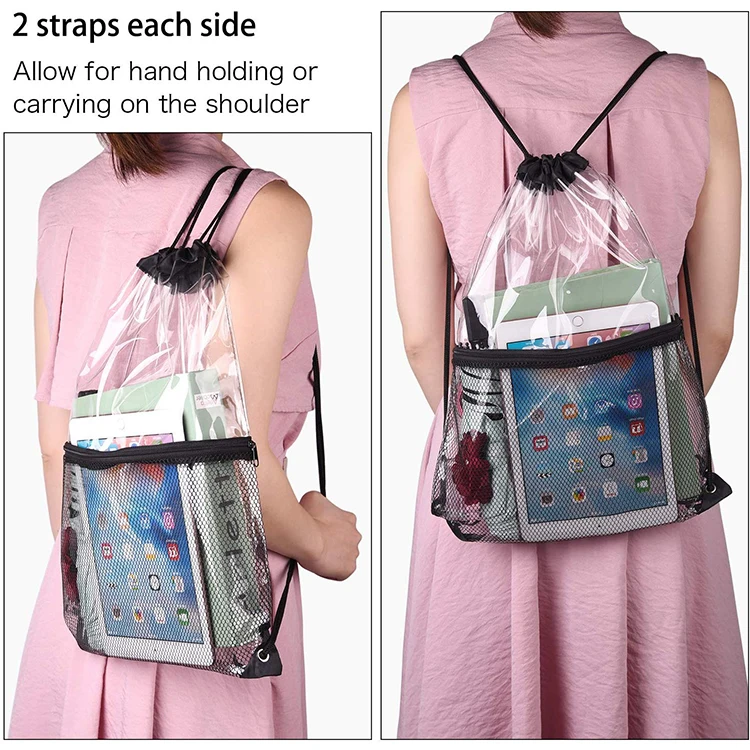 Heavyduty Large Clear Pvc Drawstring Bag Waterproof Pvc Backpack With