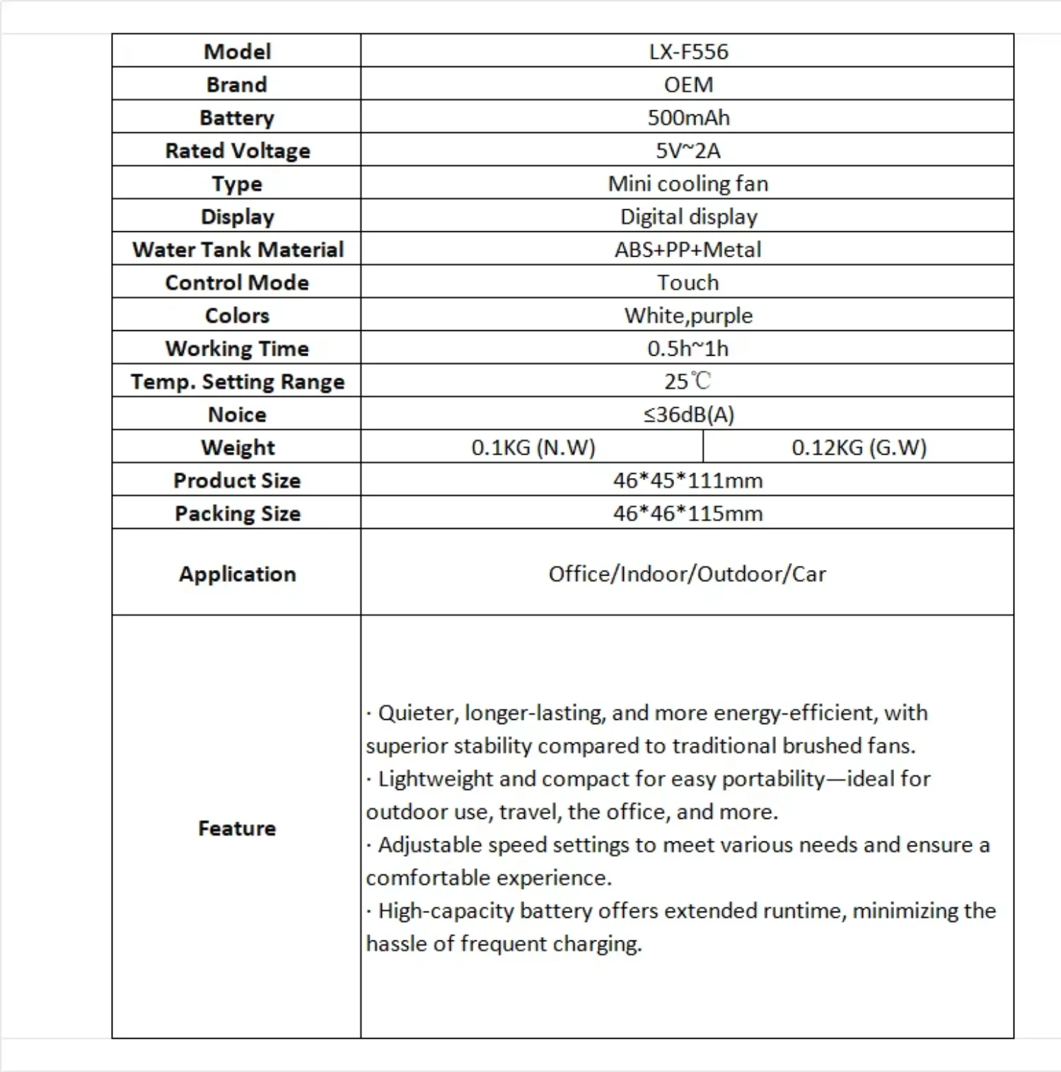 Cooling Mini Fan, Portable, USB - detail 2