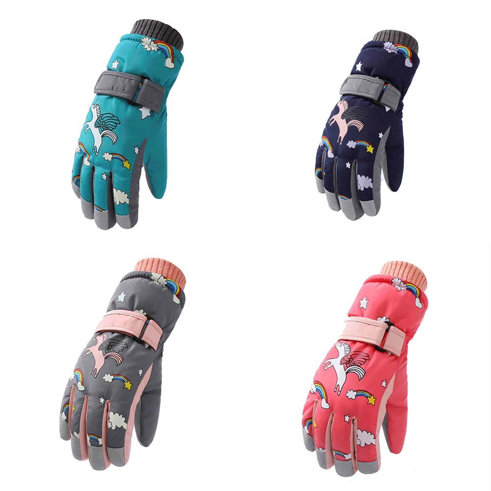 

OEM Custom Factory Waterproof Windproof Ski Gloves Snowboarding Snow Mittens for Kids, Multi color