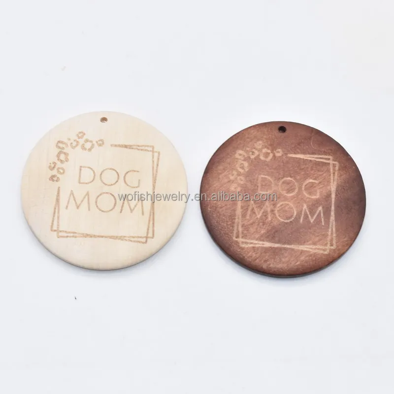 

DIY Engraved wooden Leopard DOG MOM CATMOM Blank disc for keychain bracelet making