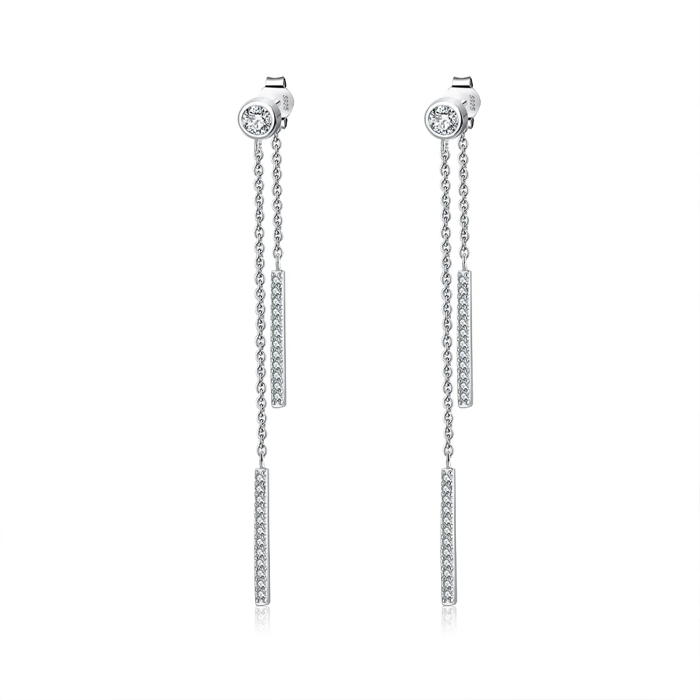 

RINNTIN SE294 hot selling korean earrings 925 seterling silver long tassel earrings long tassel earrings, White