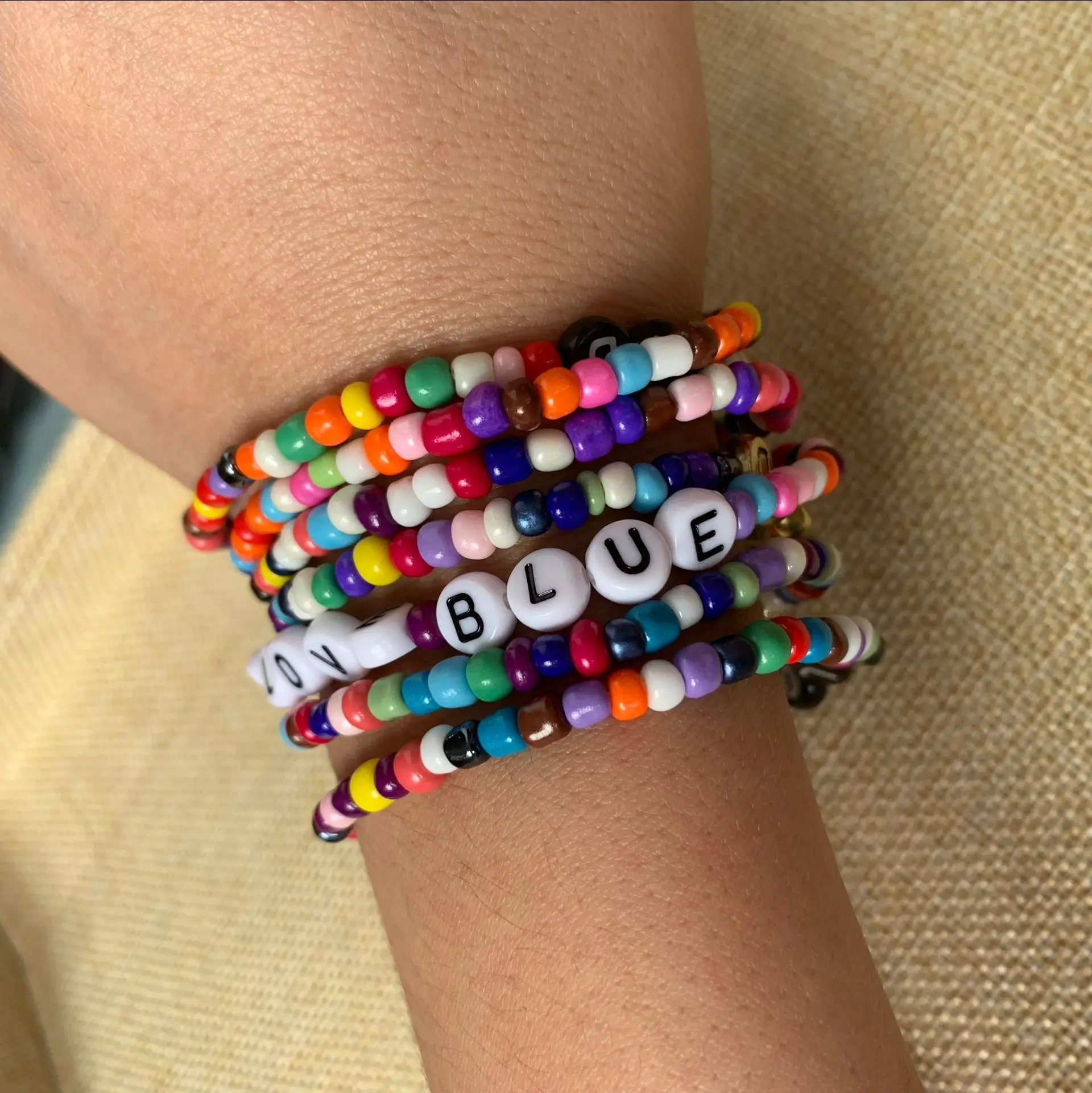 

custom baby name rainbow bracelets children colorful seed beads initial bracelets kids bracelets celebration gifts, Rainbow ,colorful beads mix randomly