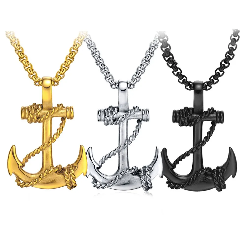 

Gold Tone Anchor Pendant Necklace gold plated infinity jewelry anchor men fashion design simple anchor