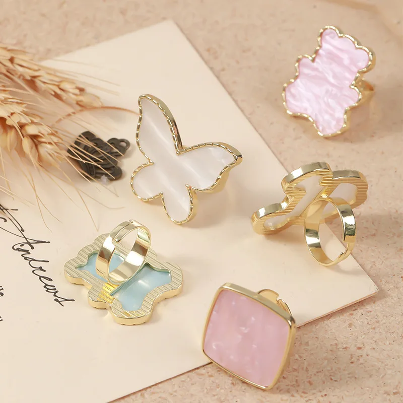 

Nail Gel Color Display Board Butterfly Heart Palette Nail Art Crystal Painted Ring Gold Edge Agate Resin Nail Art Palette