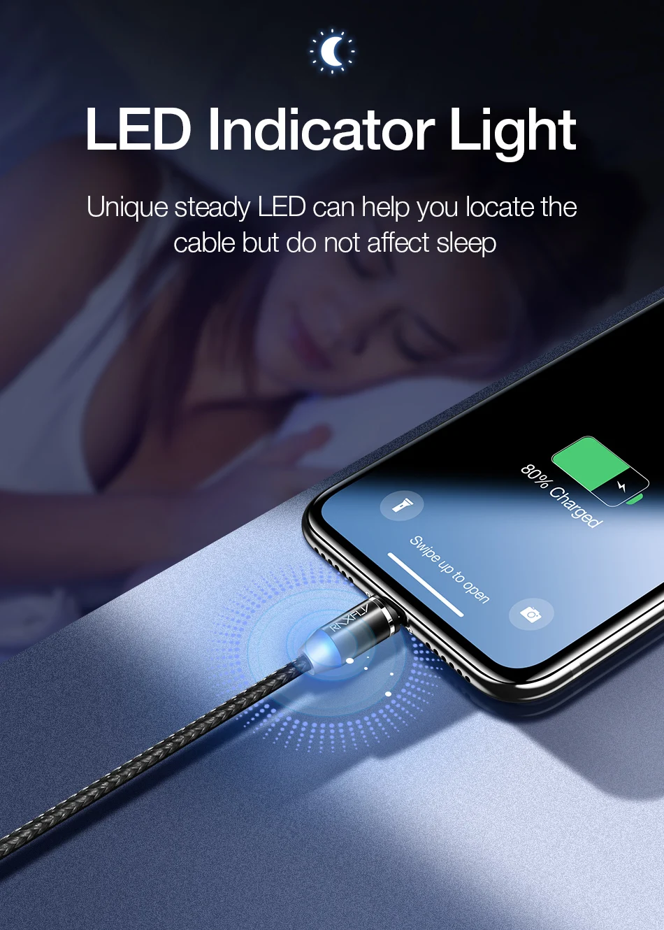 Free Shipping RAXFLY Amazon Best Seller 360 Rotation Led 3 in 1 Magnetic Usb Charging Cable Micro Type C Cable For Mobile Phone - ANKUX.COM