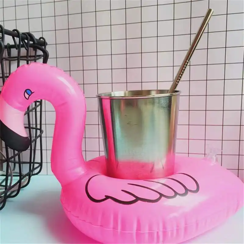 

Custom PVC inflatable round floating flamingo water car drink cup holder Beach Float Beverage Coasters Swimming Pool Inflatable, Pink