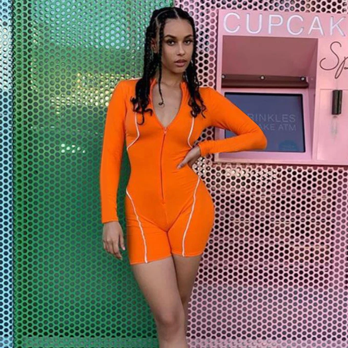 

FS2533A Hot sale women long sleeve reflective stripe jumpsuits
