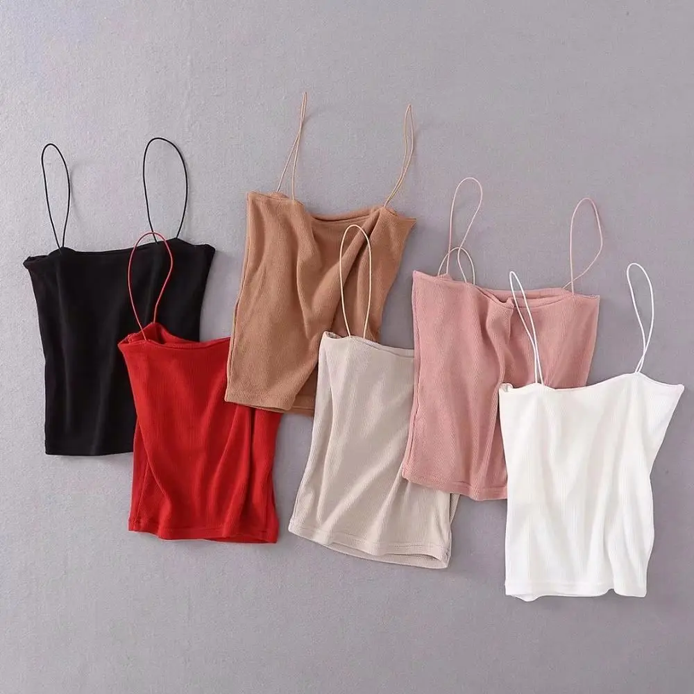 

Z52410D 2020 Women's fashion solid color strap slim vest, Multicolor