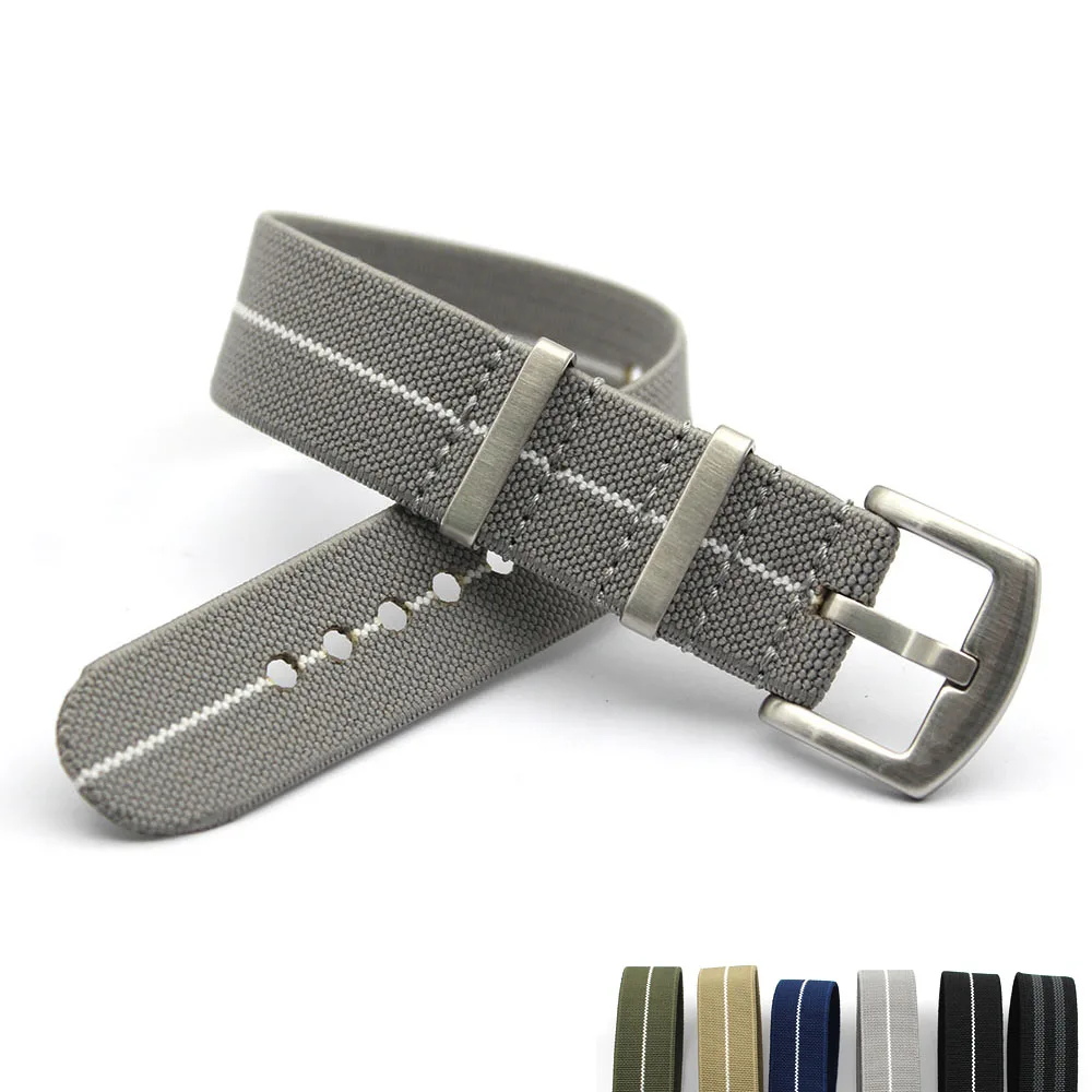 

20mm 22mm Ballistic Gray White Nylon Elastic Military Parachute Watch Strap Nato