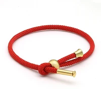 

Fashion Jewelry Lucky Red String Rope Bracelet Women Stainless Steel 18k Gold Bead Adjustable Cord Handmade Bracelet