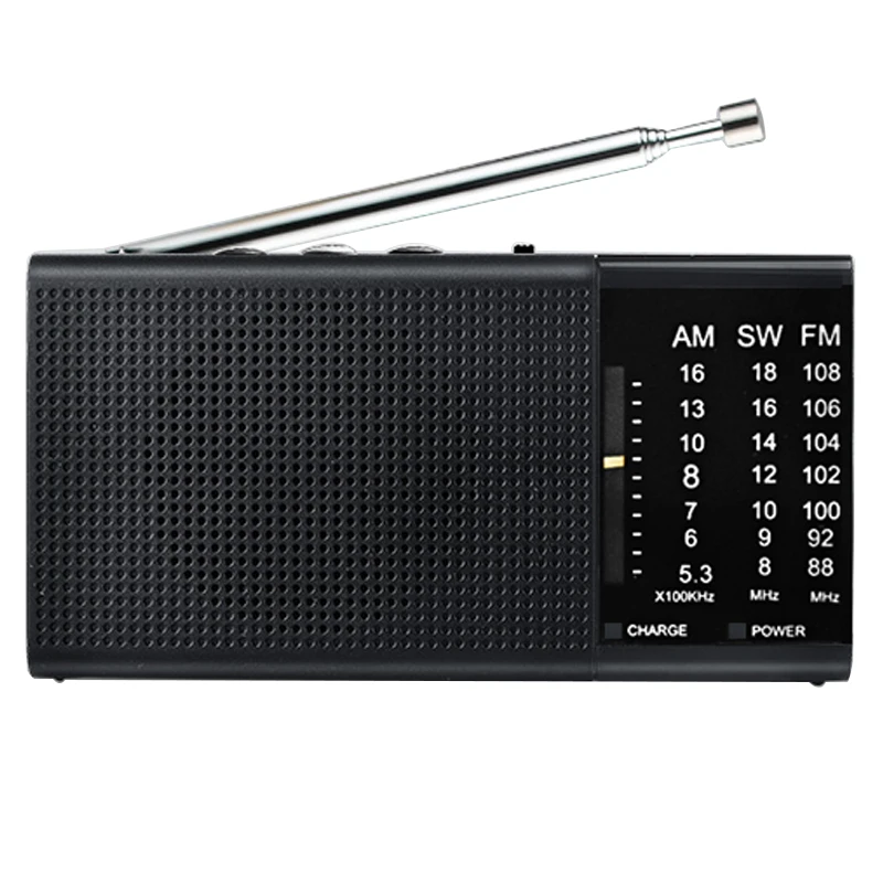 

Mini portable radio with USB/TF MP3 player FM/AM/SW 3 bands radio, Black