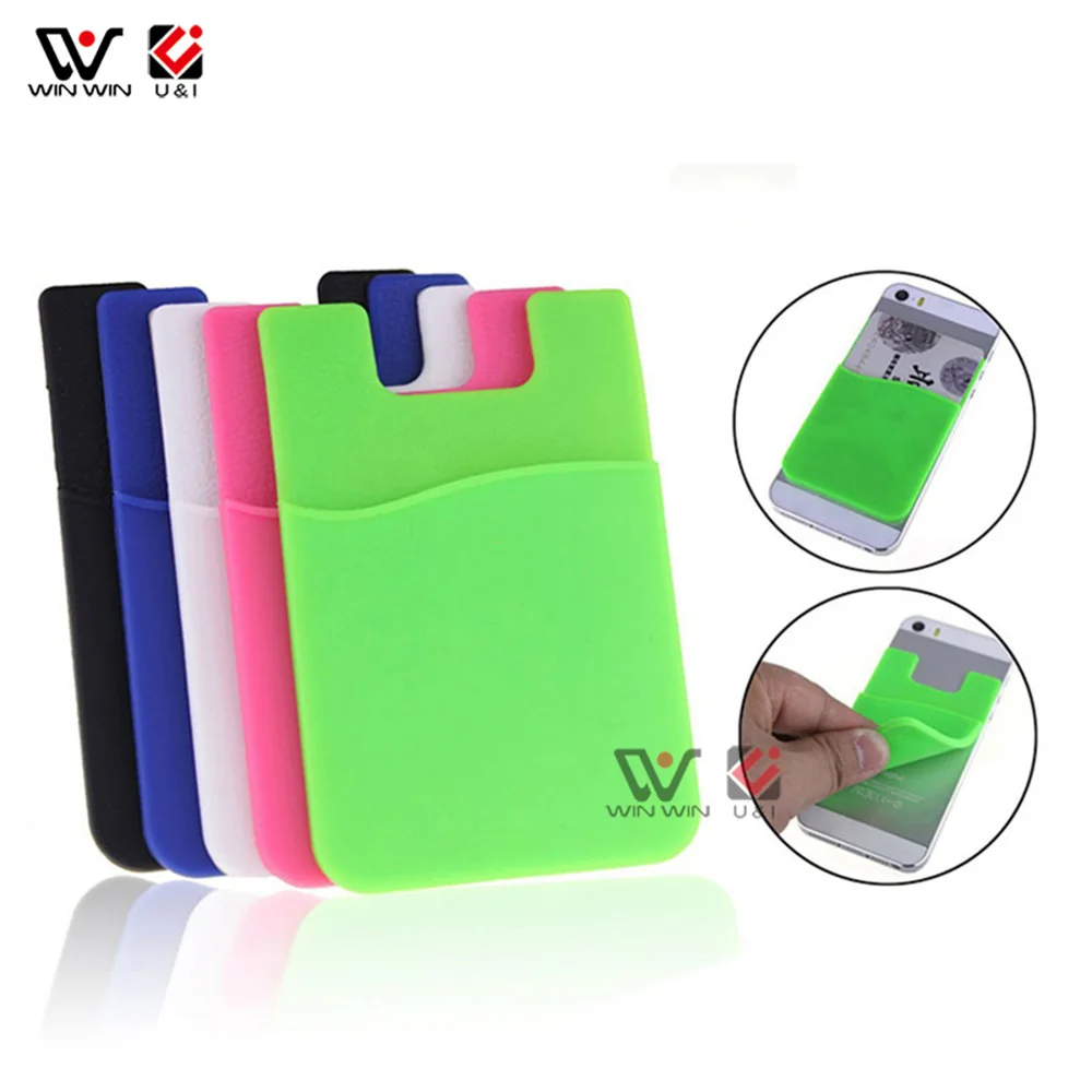 

Wholesale Promotional Gifts Strong Sticker Silicone Phone Case Back Card Holder Wallet Pouch, Custom color