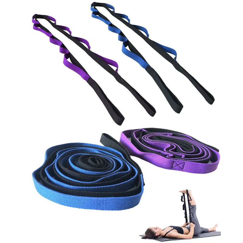 

2m/6.6ft Fitness Stretch Strap Anti-Gravity Aerial Yoga Climbing with 8 Grip Loops Gym Rope Waist Leg Resistance Belt