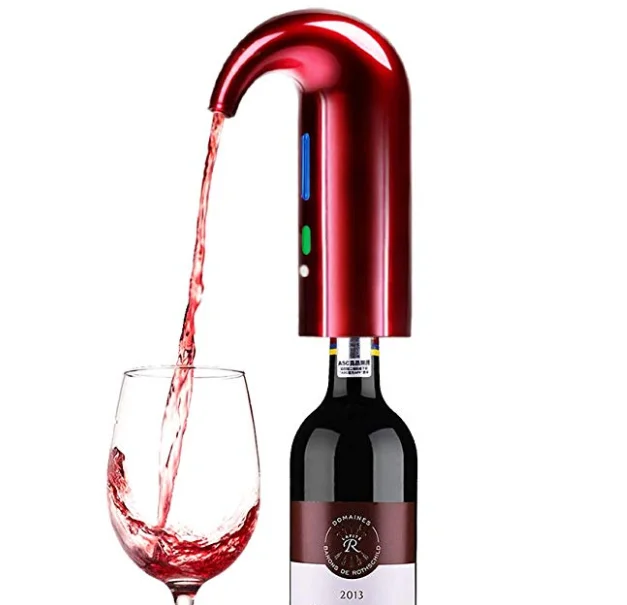 

Wine accessories manufacture custom wholesales battery operated Rechargeable aerator Automatic Wine Decanter dispenser, Red, white, black, silver