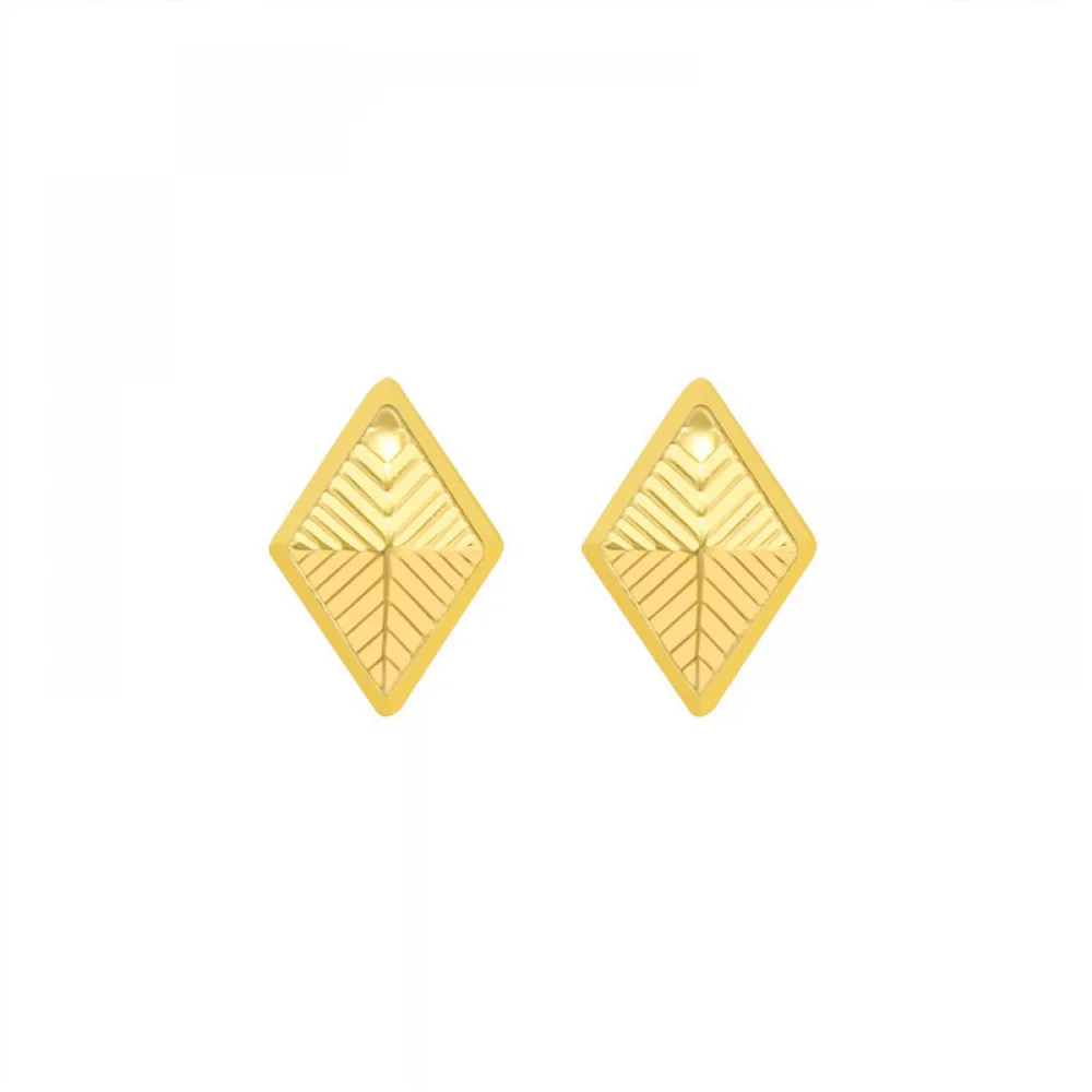 

Vintage Diamond Triangle Rhombus Textured Earrings Gold Plated Stainless Steel Streak Ear Studs Women Jewelry