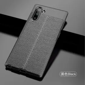 Mobile accessories back cover litchi leather pattern TPU soft phone case for Samsung NOTE10 PRO