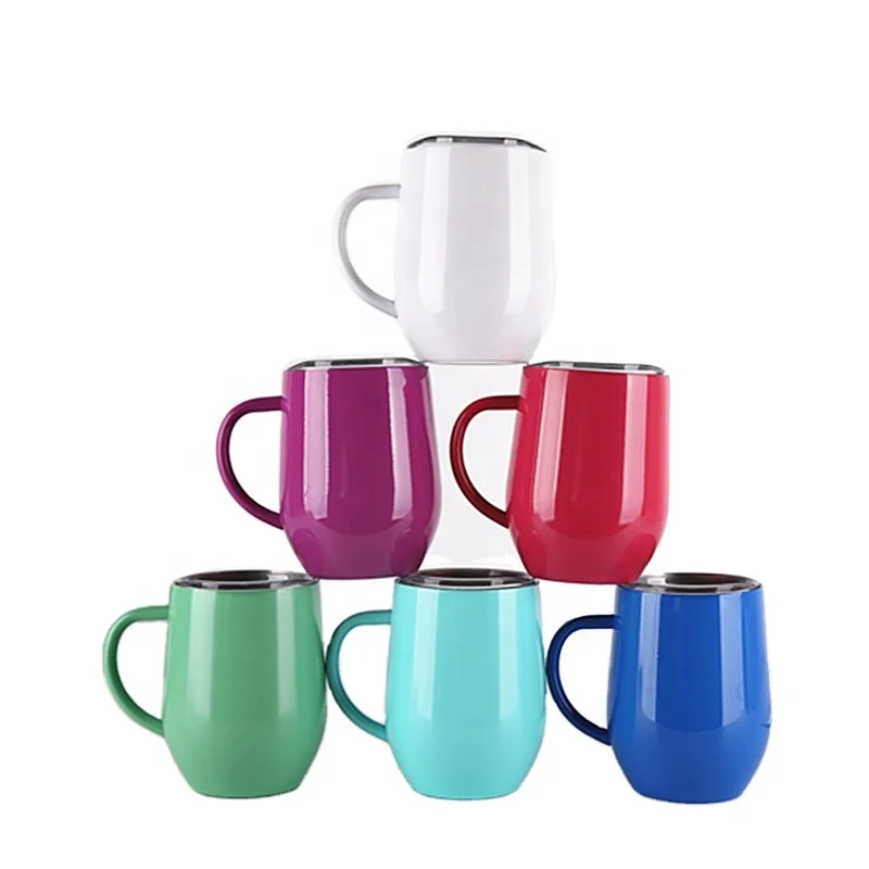 

watersy new products 12 oz Stainless steel 304 double wall colored vacuum insulated coffee mug with lid and handle, Customized color