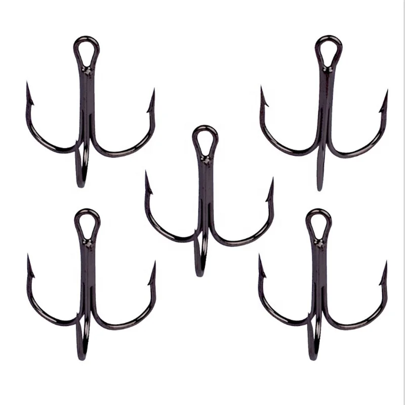 

Fishing Hook High Carbon Steel Treble Overturned Hooks Fishing Tackle Round Bend Treble Saltwater Hook luya fishing accessorie, Silver