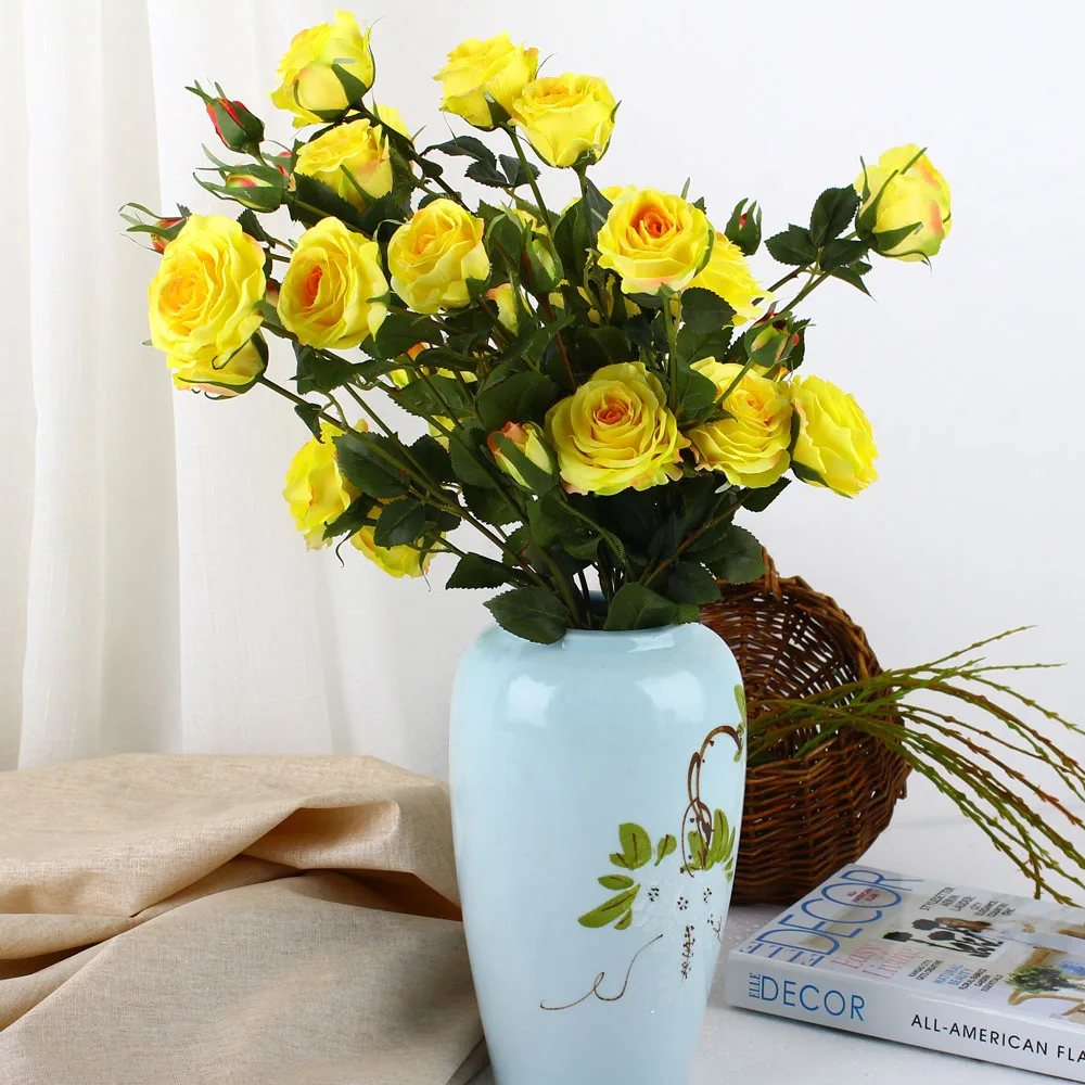 
hot sale flowers centerpieces real touch bouquet wedding decoration red artificial roses flowers for Sale 