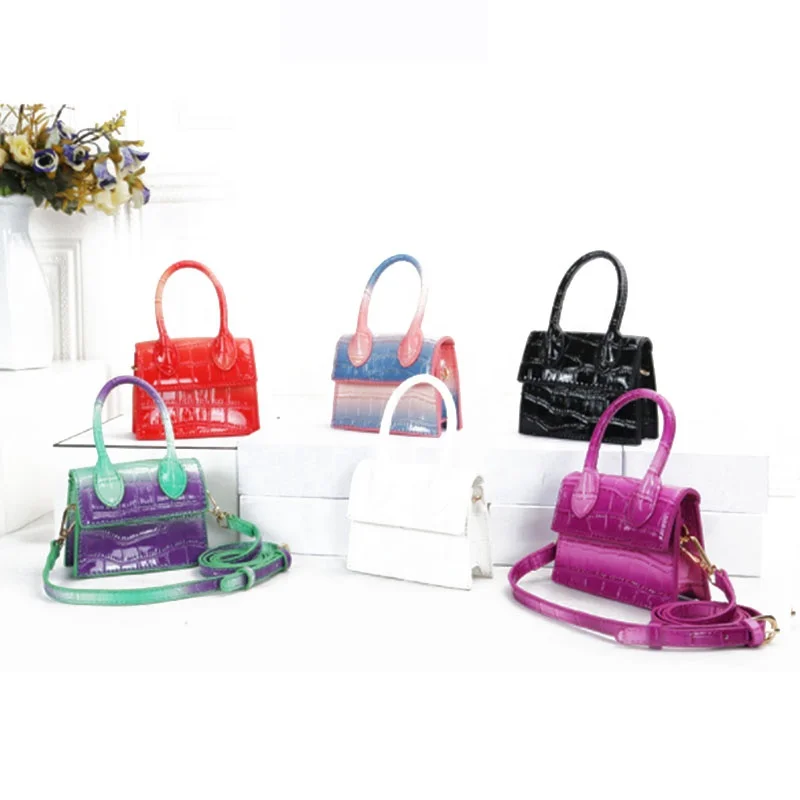 

Girls Fashion Crocodile Pattern Cross Body Bags Mini Gradient Chain Shoulder Bag