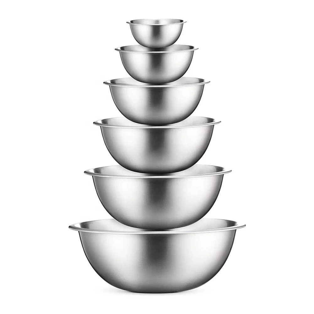 

Hot selling salad bowl beat eggs basin Stainless Steel Mixing Bowls (Set of 6) Stainless Steel Mixing Bowl Set, Silver