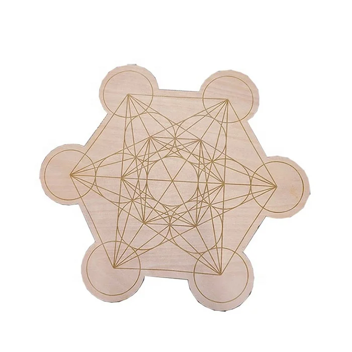 

Home Decor for Yoga Meditation Wooden Sacred Geometry Wooden Crystal Grid Board, Orginal or paint
